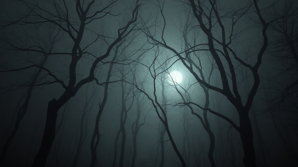 DaVinciDreams-Editor mit Horror-Stileinstellungen, gedaempften entsaettigten Farben und starker Filmkoernung in einer dunklen Waldszene mit Nebel